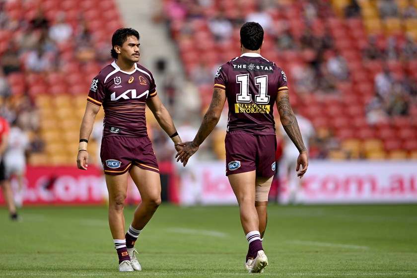 Broncos and Cook Islands forwards Brendan Piakura and Xavier Willison.