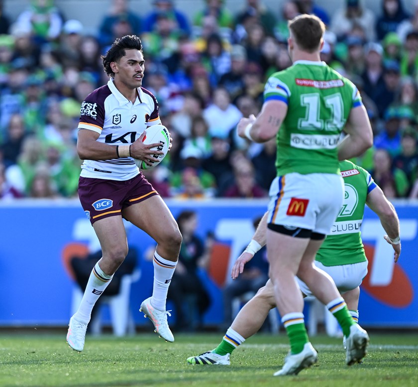 Brendan Piakura in action against the Raiders in their qualifying final win.