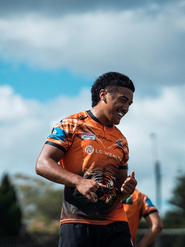 Christian Taupau-Moors is the latest promising Tigers forward to transition from schoolboy star to the top squad. 