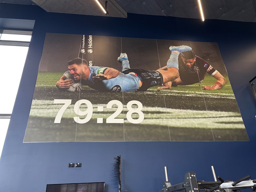 James Tedesco's 2019 series-winning try is proudly displayed on the walls of the gym at the NSWRL Centre of Excellence.