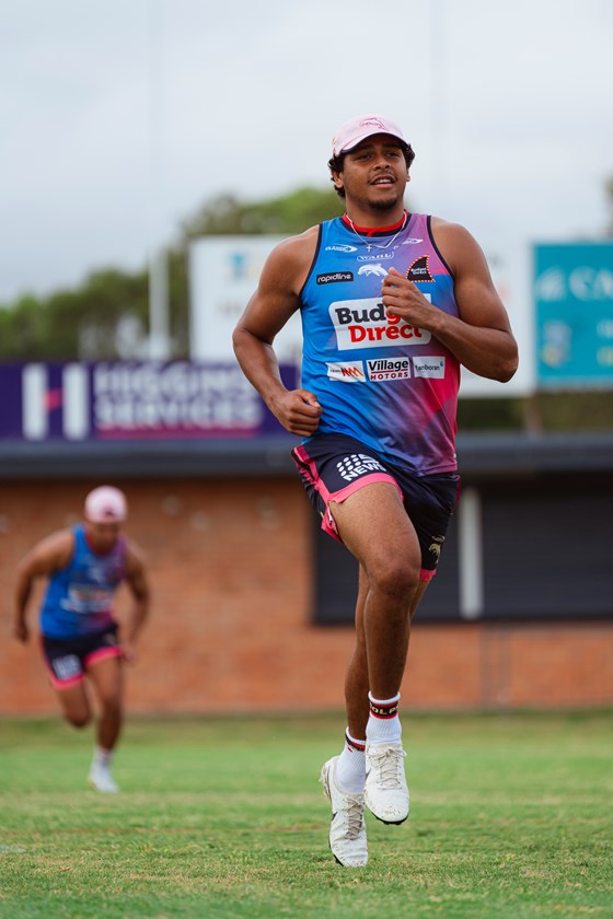 Selwyn Cobbo at Dolphins pre-season training.