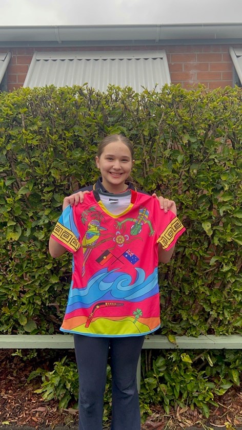 Naveah from Chittaway Bay with her winning design from last year's jersey design competition.  