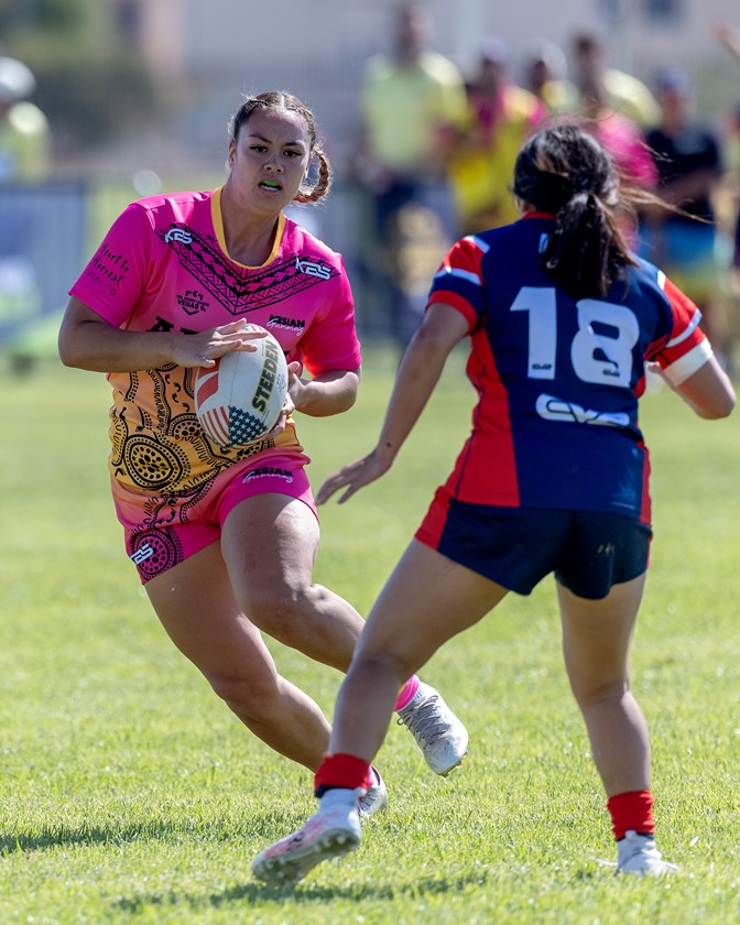 Alexis Tauaneai in action for the Nesian Gummas at the 2026 Las Vegas Nines.