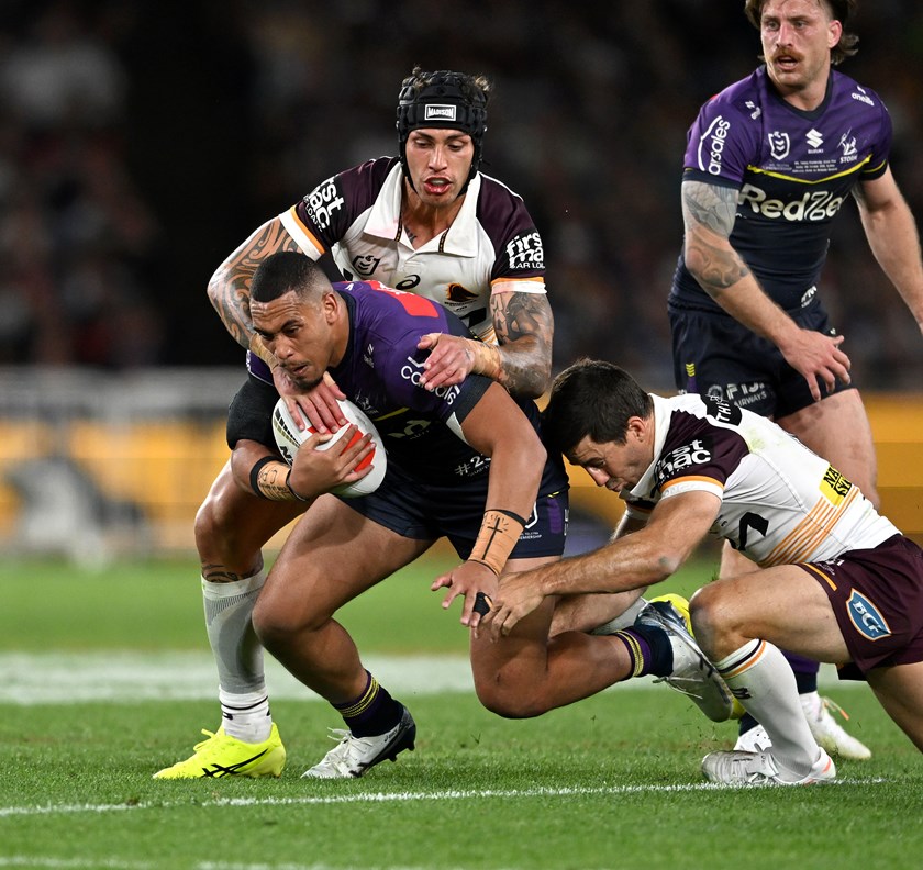Ativalu Lisati in action for Melbourne Storm during the 2025 grand final