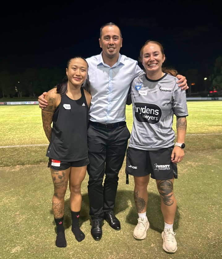 Jayne Chan and Phil Browne with Wentworthville's Renee Targett. 