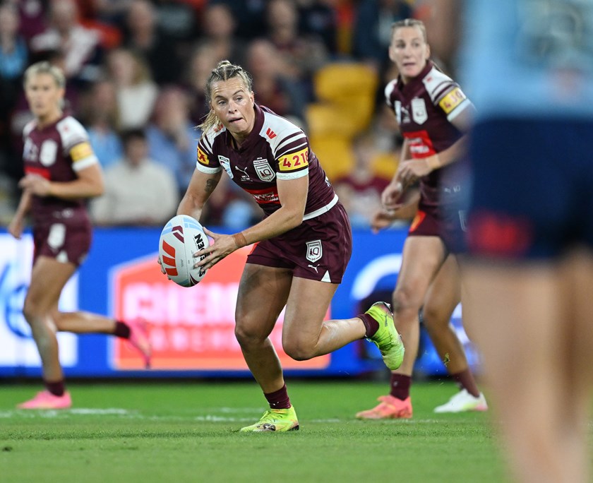 Lauren Brown in action for the Maroons.