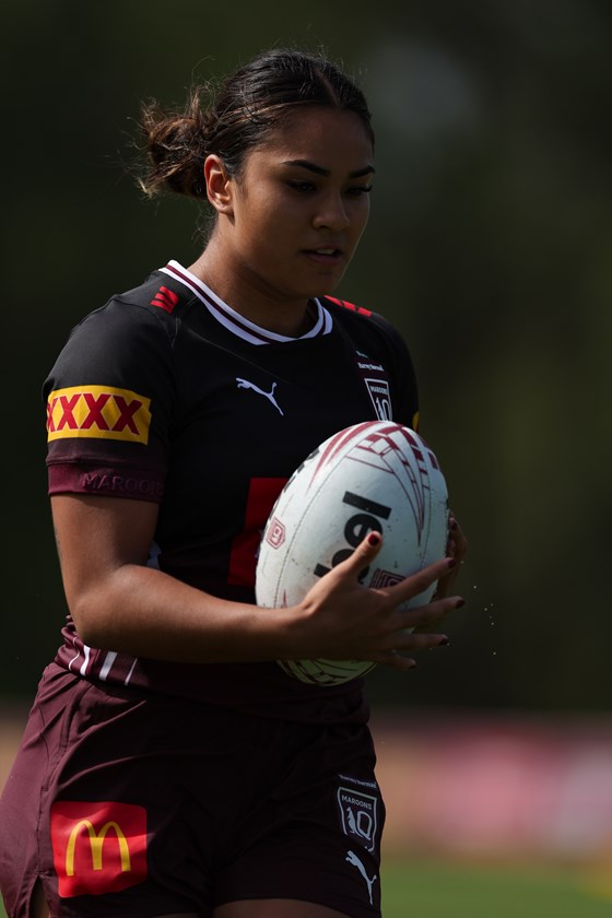 Jasmine Peters at Maroons training for Game Two.