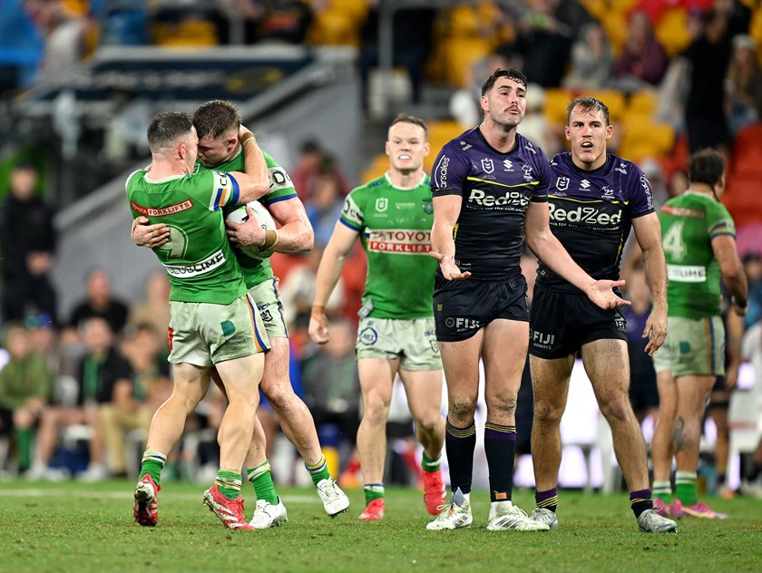 Trent Loiero pleads his case with the match officials in the Magic Round game against the Raiders.