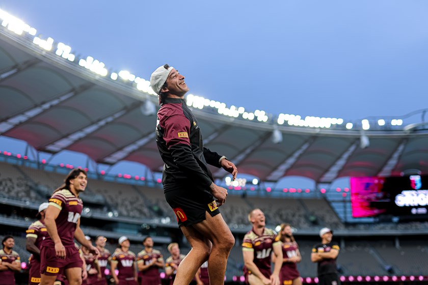 Maroons assistant coach Johnathan Thurston at captain's run.