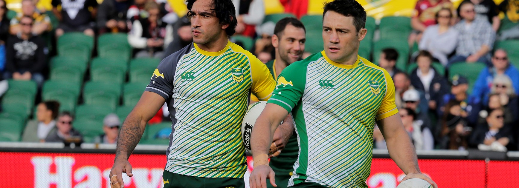 Johnathan Thurston and Cooper Cronk in Australian duty in 2016.