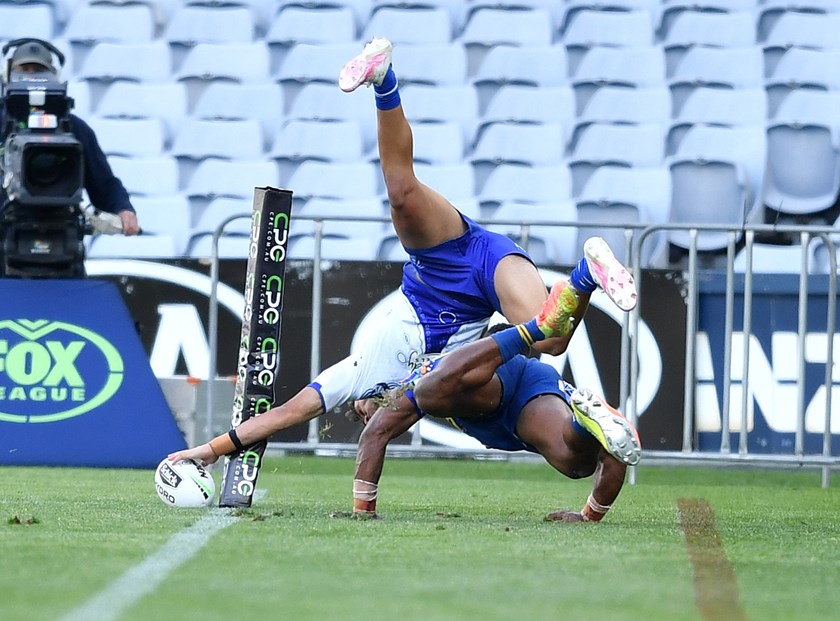 Jake Averillo scores a try for Canterbury.