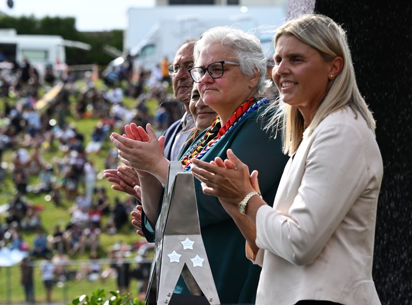 Katrina Fanning on stage at the 2023 All Stars match in Rotorua in February.