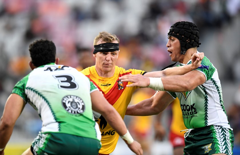 Kyle Laybutt shrugged off a nasty forehead gash as he led the Kumuls to victory against Cook Islands