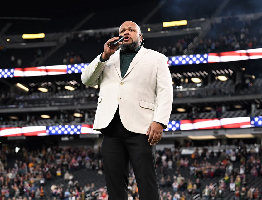 The US national anthem was performed for the first time at an NRL premiership match in Las Vegas
