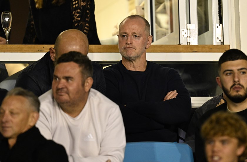 Blues coach Michael Maguire watches on as the Sharks crashed to Penrith and Nicho Hynes was injured.