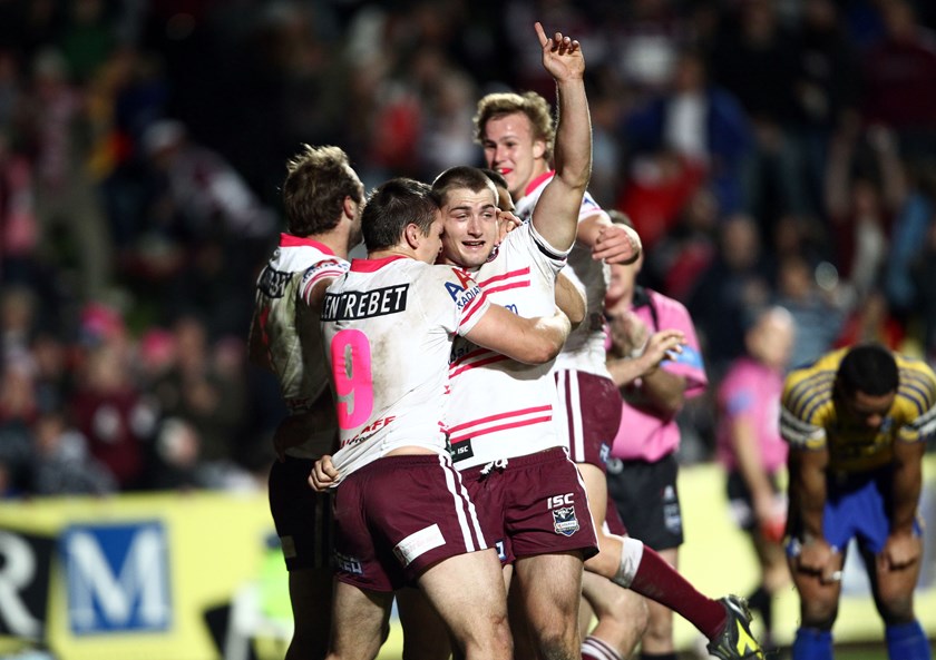 Those were the days: Kieran Foran and Daly Cherry-Evans celebrate a Manly try in 2011.