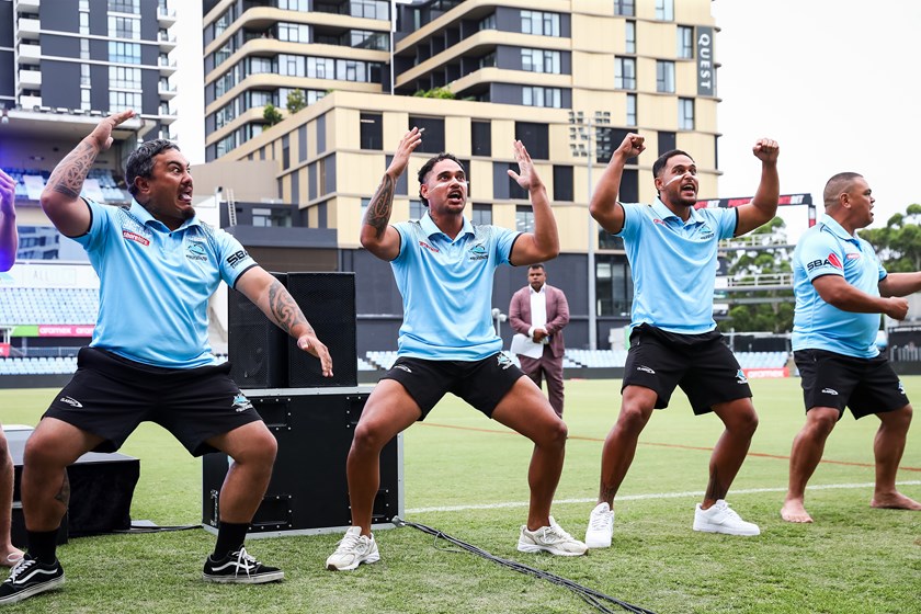 Hohepa Puru (2nd R) will reunite with brother Niwhai (2nd L) at the Sharks this season.