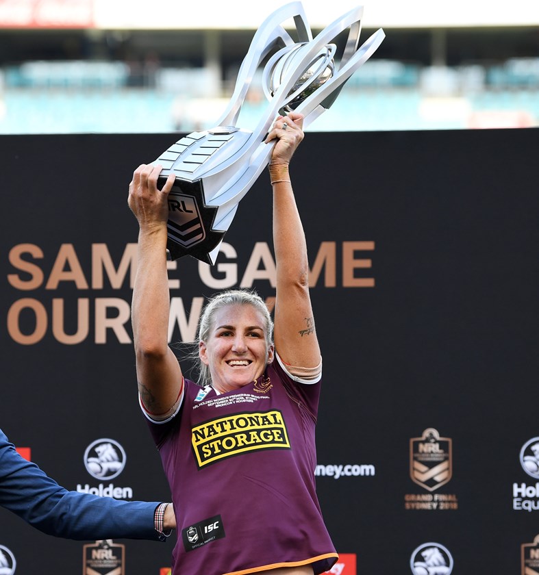 Ali Brigginshaw has captained the Broncos in all eight seasons of the NRLW, leading the club to premierships in 2018, 2019 and 2020.