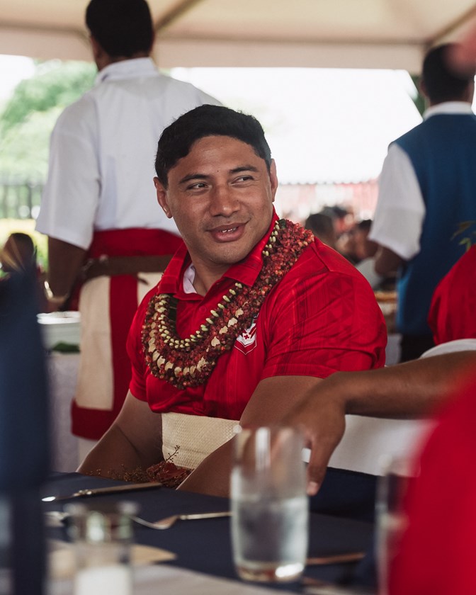Jason Taumalolo during the Tongan team's meeting with meeting with King Tupou VI.