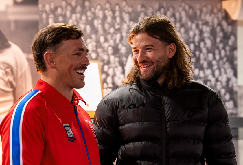 Former team-mates Jai Whitbread and Pat Carrigan catch up ahead of the World Club Challenge between Hull KR and Brisbane. 